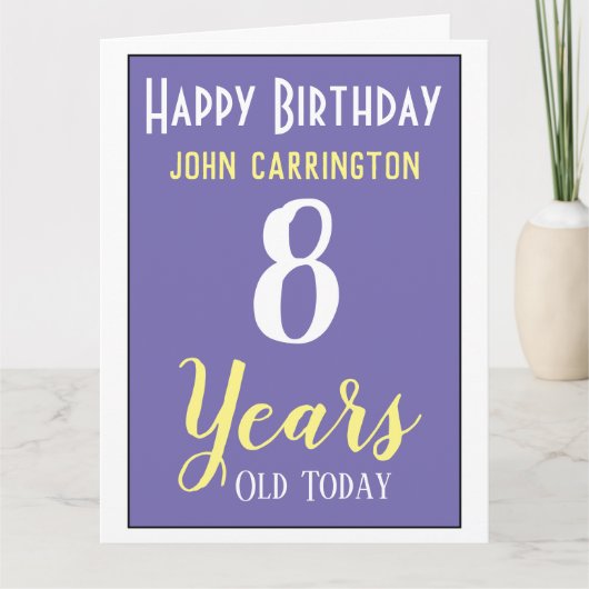 Fijne verjaardag met naam en 8 jaar Kaart (Voorkant)