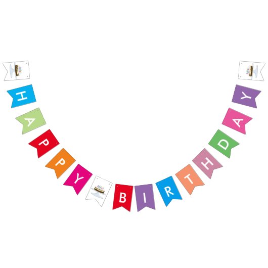 Fijne verjaardag met taart en kaarsen vlaggetjes (Alle)