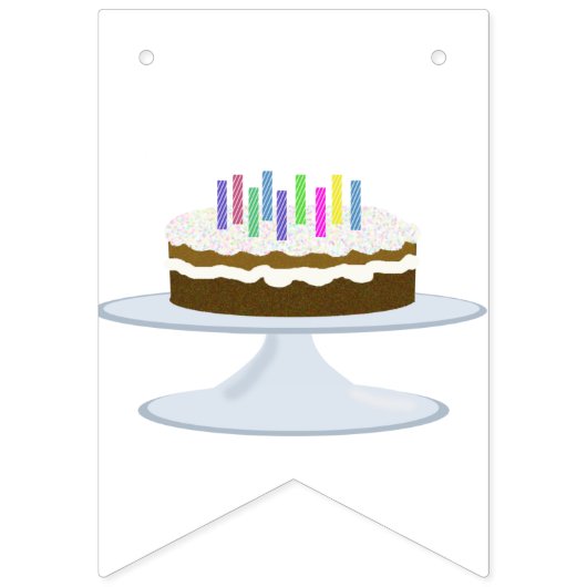 Fijne verjaardag met taart en kaarsen vlaggetjes (Eerste vlag)