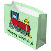 Fijne verjaardag met trein en wandeljongen large cadeautasje (Achterkant Gekanteld)
