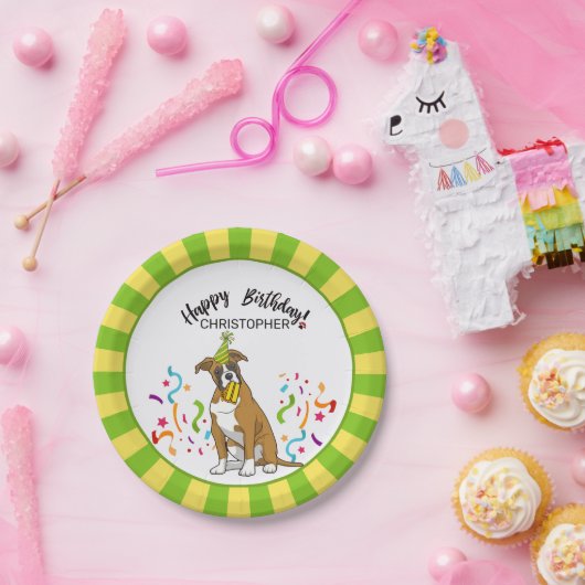 Fijne verjaardag met uw Boxer Dog Party Papieren Bordje (Feest)