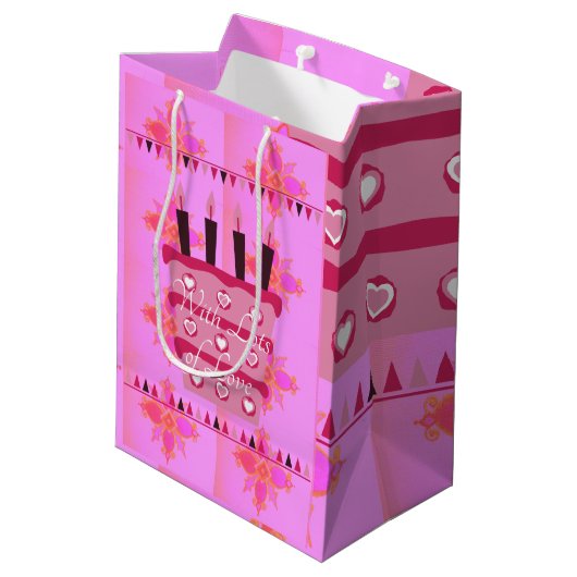 Fijne verjaardag met veel liefde medium cadeauzakje (Achterkant Gekanteld)