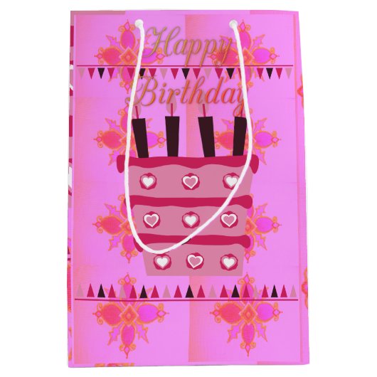 Fijne verjaardag met veel liefde medium cadeauzakje (Voorkant)