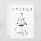 Fijne verjaardag met wijnglas. Grappig en schattig Feestdagenkaart (Voorkant)