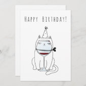 Fijne verjaardag met wijnglas. Grappig en schattig Feestdagenkaart (Voorkant / Achterkant)