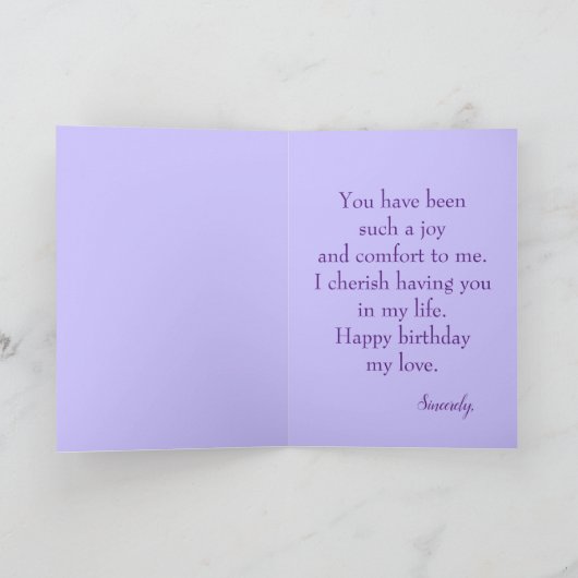 Fijne verjaardag mijn liefdeslavendel voor haar feestdagen kaart (Binnen)