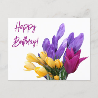 Fijne verjaardag mooie bloemrijke kleurrijke kroku feestdagenkaart