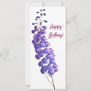 Fijne verjaardag mooie paarse bloemen eenvoudige b save the date