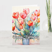 Fijne verjaardag mooie tulpenbloemen kaart (Voorkant)