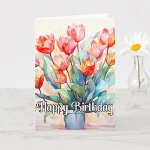 Fijne verjaardag mooie tulpenbloemen kaart