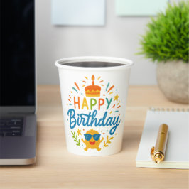 Fijne Verjaardag | Mooie Zonnefeest Papier Cup Papieren Bekers