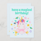 Fijne Verjaardag, Moppige Kinderen Eenhoorn Briefkaart (Voorkant / Achterkant)