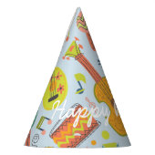 Fijne verjaardag. Muziekinstrumenten. Feesthoedjes (Links)