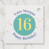 Fijne verjaardag, naam, 16 jaar of elke leeftijd bedankjes labels (Achterkant)