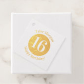 Fijne verjaardag, naam, 16 jaar of elke leeftijd bedankjes labels (Met doos)