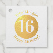 Fijne verjaardag, naam, 16 jaar of elke leeftijd bedankjes labels (Voorkant)