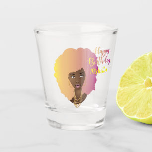 Fijne verjaardag Natuurlijke Snoep katoen Afro Shot Glas