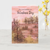 Fijne verjaardag op de Valentijnsdag Sunset Mounta Kaart (Gele Bloem)