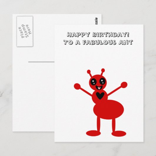 Fijne verjaardag op een fantastische mier briefkaart (Voorkant / Achterkant)