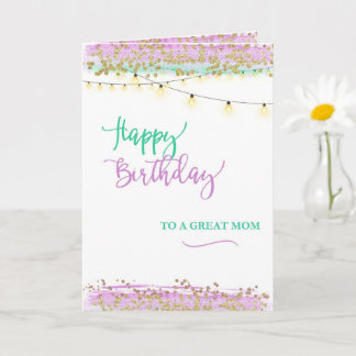 Fijne verjaardag op een grote Waterverf van mama Kaart