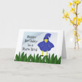 Fijne verjaardag op een zeldzame vogel - Cartoon v Kaart (Gele Bloem)