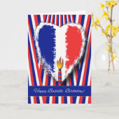 Fijne verjaardag op het Bastille Day Wenskaart Kaart (Gele Bloem)