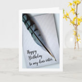 Fijne verjaardag op mijn beste zuster Blue Jay Fea Kaart (Gele Bloem)