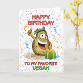 Fijne verjaardag op mijn favoriete Vegan Kaart (Gele Bloem)