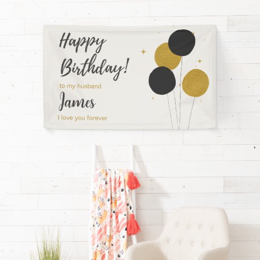 Fijne verjaardag op mijn man op de verjaardag van  spandoek (Insitu)