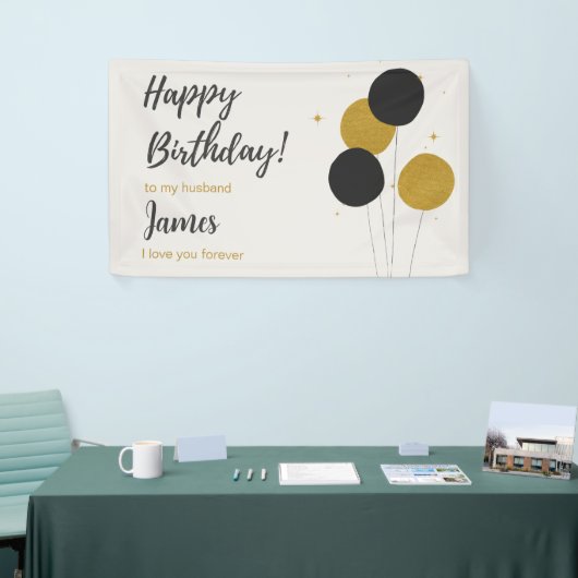 Fijne verjaardag op mijn man op de verjaardag van  spandoek (Beurs)