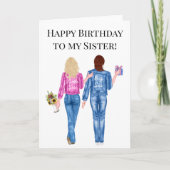 Fijne verjaardag op mijn zuster Waterverf Holiday  Kaart (Voorkant)