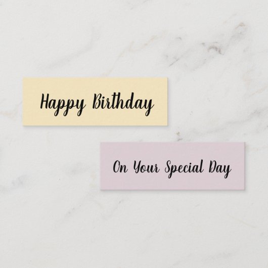 Fijne verjaardag/op uw speciale dag mini visitekaartje (Voorkant / Achterkant)