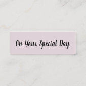 Fijne verjaardag/op uw speciale dag mini visitekaartje (Achterkant)