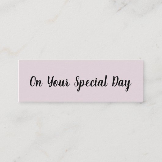 Fijne verjaardag/op uw speciale dag mini visitekaartje (Achterkant)