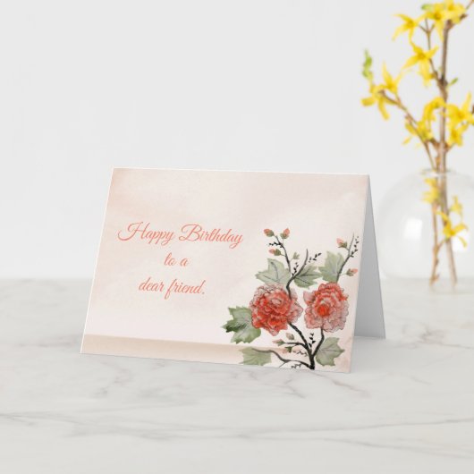 Fijne verjaardag. Oriental Flowers. Kaart (Gele Bloem)