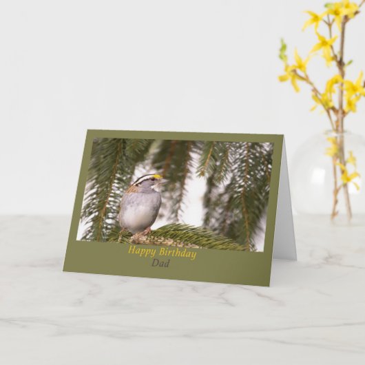 Fijne verjaardag Pap Bird in Tree Kaart (Gele Bloem)