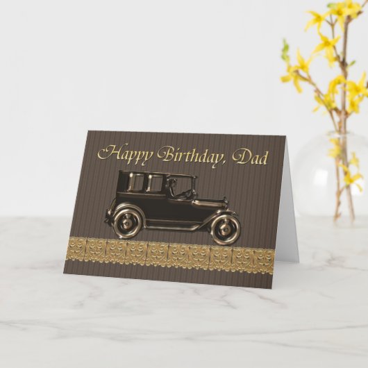 Fijne verjaardag Pap Klassieke auto Kaart (Gele Bloem)