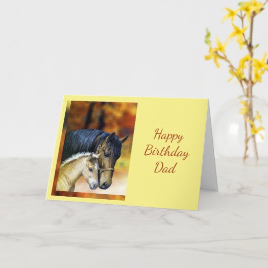 Fijne verjaardag Pap Paardenpaard Kaart (Gele Bloem)