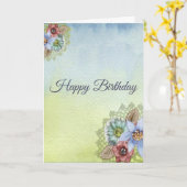 Fijne verjaardag,  pastelbloemen kaart (Gele Bloem)