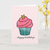 Fijne verjaardag| Perskoeken op lichtroze Kaart (Gele Bloem)