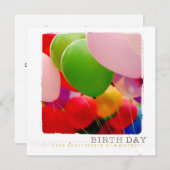 Fijne verjaardag Platte fotokaart Uitnodigingen (Voorkant / Achterkant)