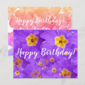 Fijne verjaardag, Purple Flowers Briefkaart (Voorkant / Achterkant)