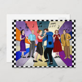 Fijne verjaardag | Retro nostalgie jaren 50 Briefkaart (Voorkant / Achterkant)