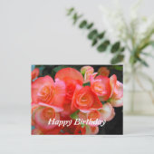 fijne verjaardag rode bedelonia bloemen briefkaart (Staand voorkant)