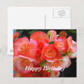 fijne verjaardag rode bedelonia bloemen briefkaart (Voorkant / Achterkant)