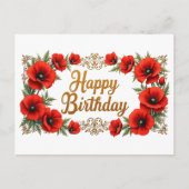 Fijne verjaardag Rode Klaprozen Bloemen Briefkaart (Voorkant)