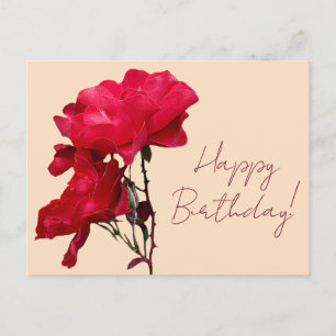 Fijne verjaardag rode roos bloemen boho bloemstuk  briefkaart