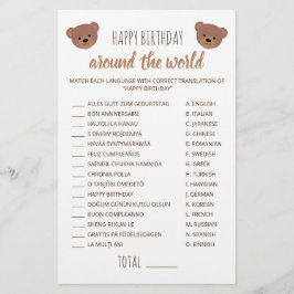 Fijne verjaardag rond het wereldspelletje Teddy Be