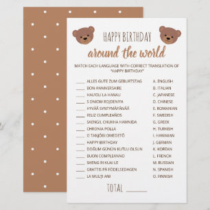 Fijne verjaardag rond het wereldspelletje Teddy Be