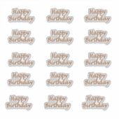 Fijne verjaardag roos gouden ballontekst sticker (Voorkant)